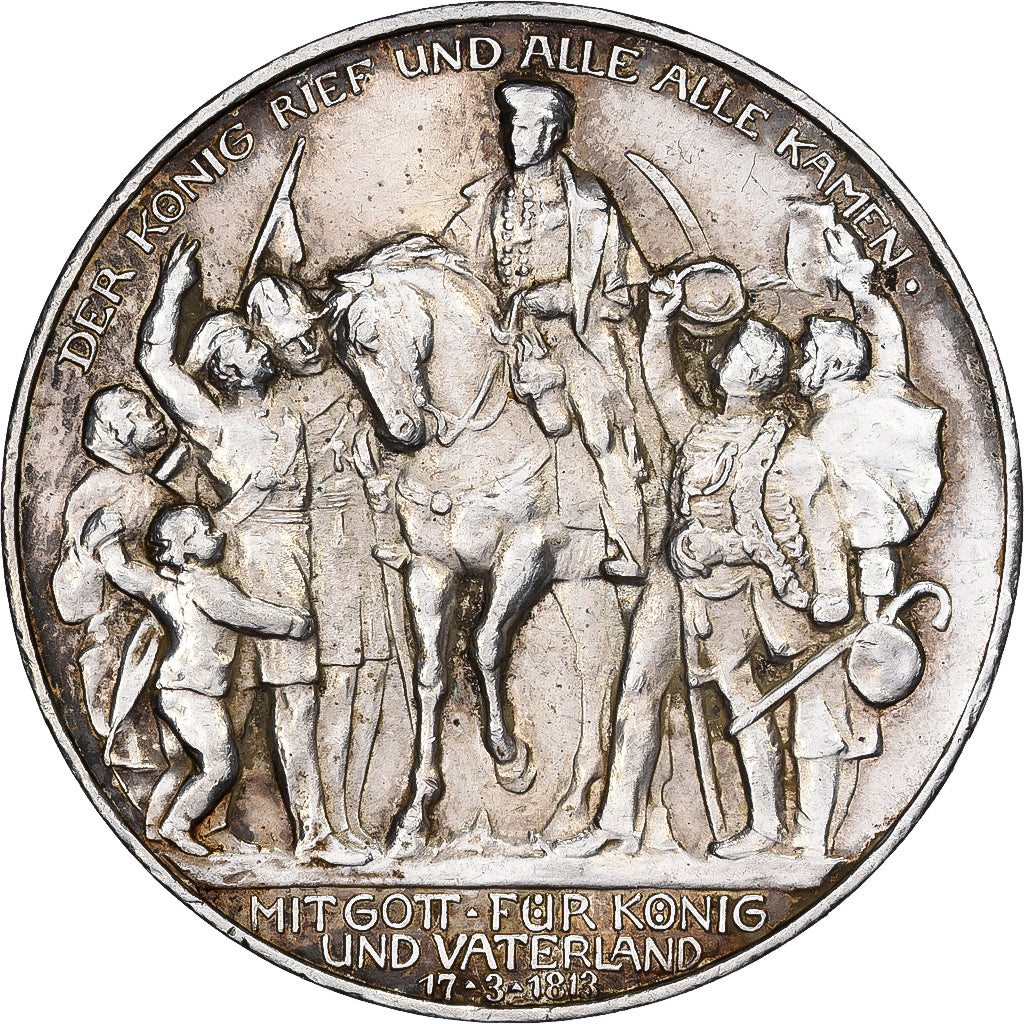 German States, PRUSSIA, Wilhelm II, 3 Mark, 1913, Berlin, Silver, AU(55-58)