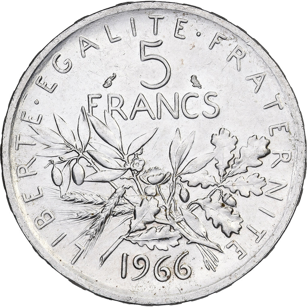France, Semeuse, 5 Francs, 1966, Paris, AU(50-53), Silver, KM:926, Gadoury:770