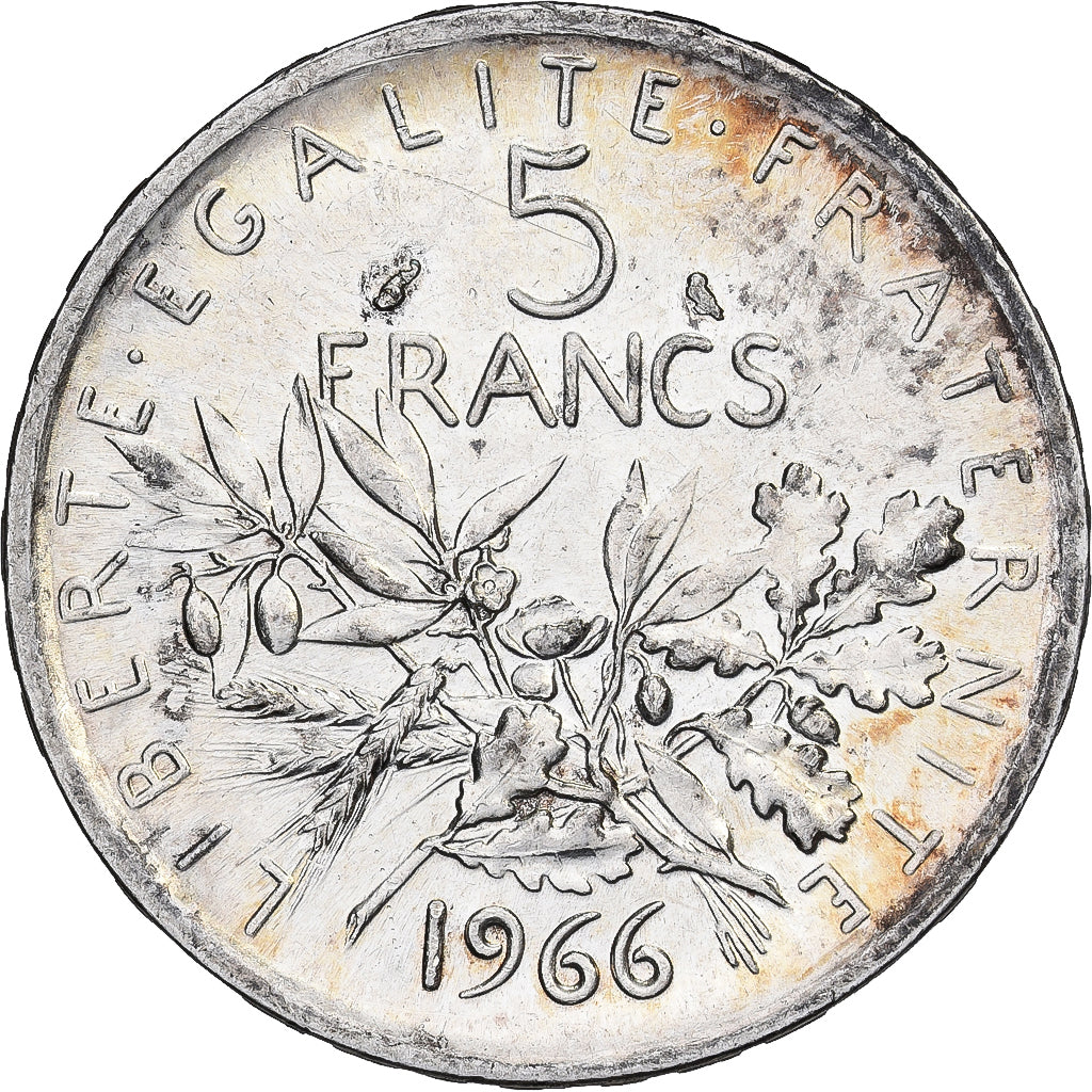 France, Semeuse, 5 Francs, 1966, Paris, AU(50-53), Silver, KM:926, Gadoury:770