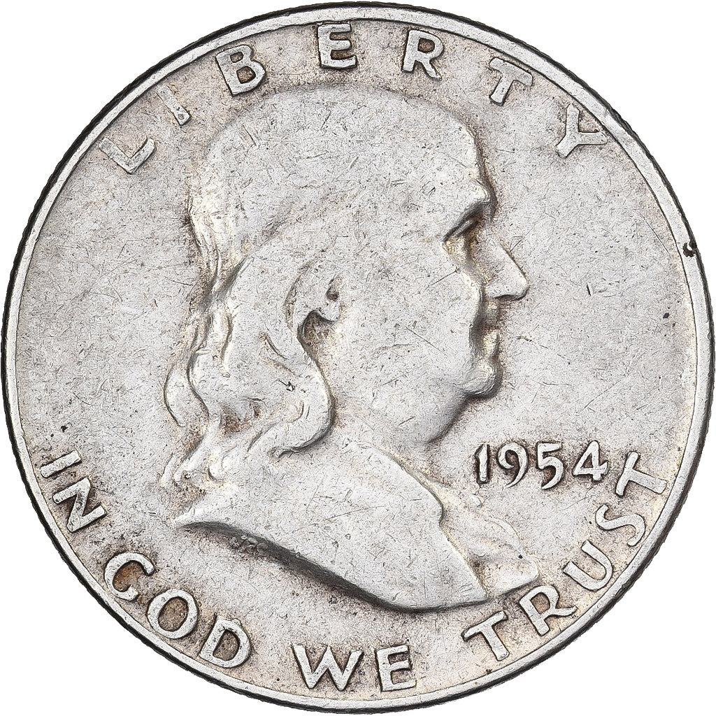 Stati Uniti, Half Dollar, Franklin Half Dollar, 1954, U.S. Mint, Argento, MB+