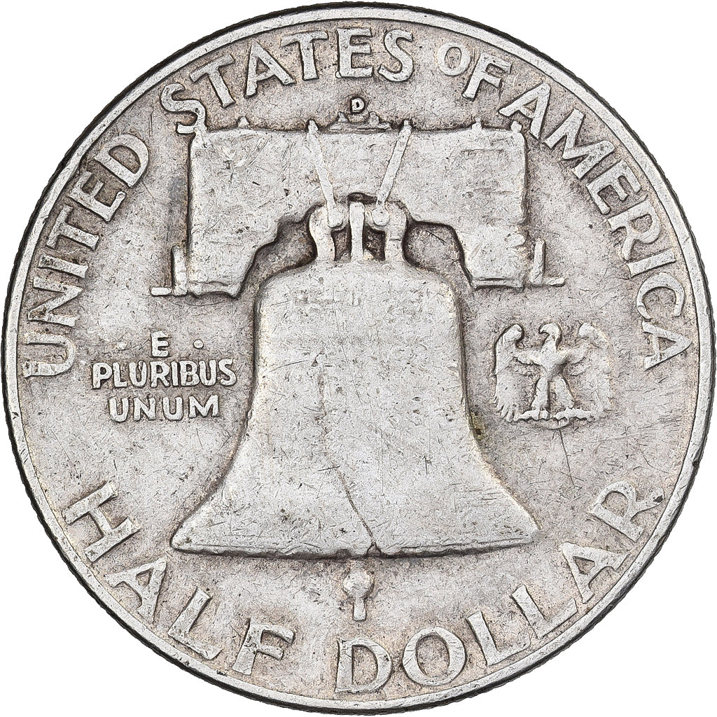 Stati Uniti, Half Dollar, Franklin Half Dollar, 1954, U.S. Mint, Argento, MB+