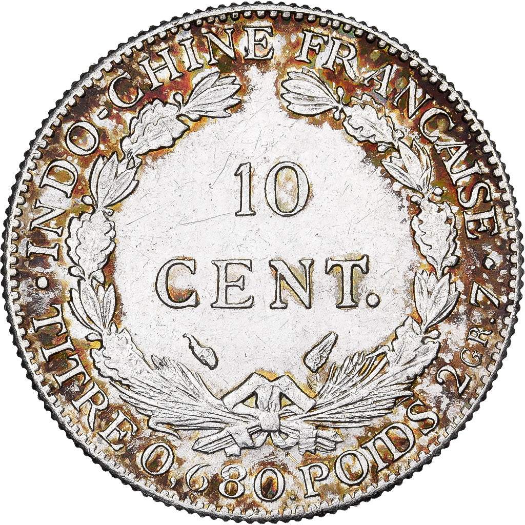 INDOCINA FRANCESE, 10 Cents, 1937, Paris, Argento, BB, KM:16.2