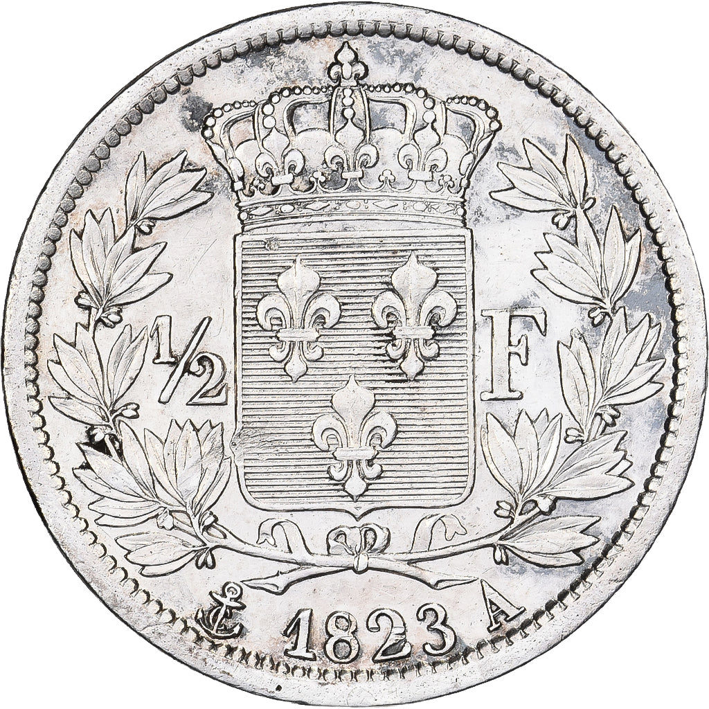 Coin, France, Louis XVIII, Louis XVIII, 1/2 Franc, 1823, Paris, EF(40-45)