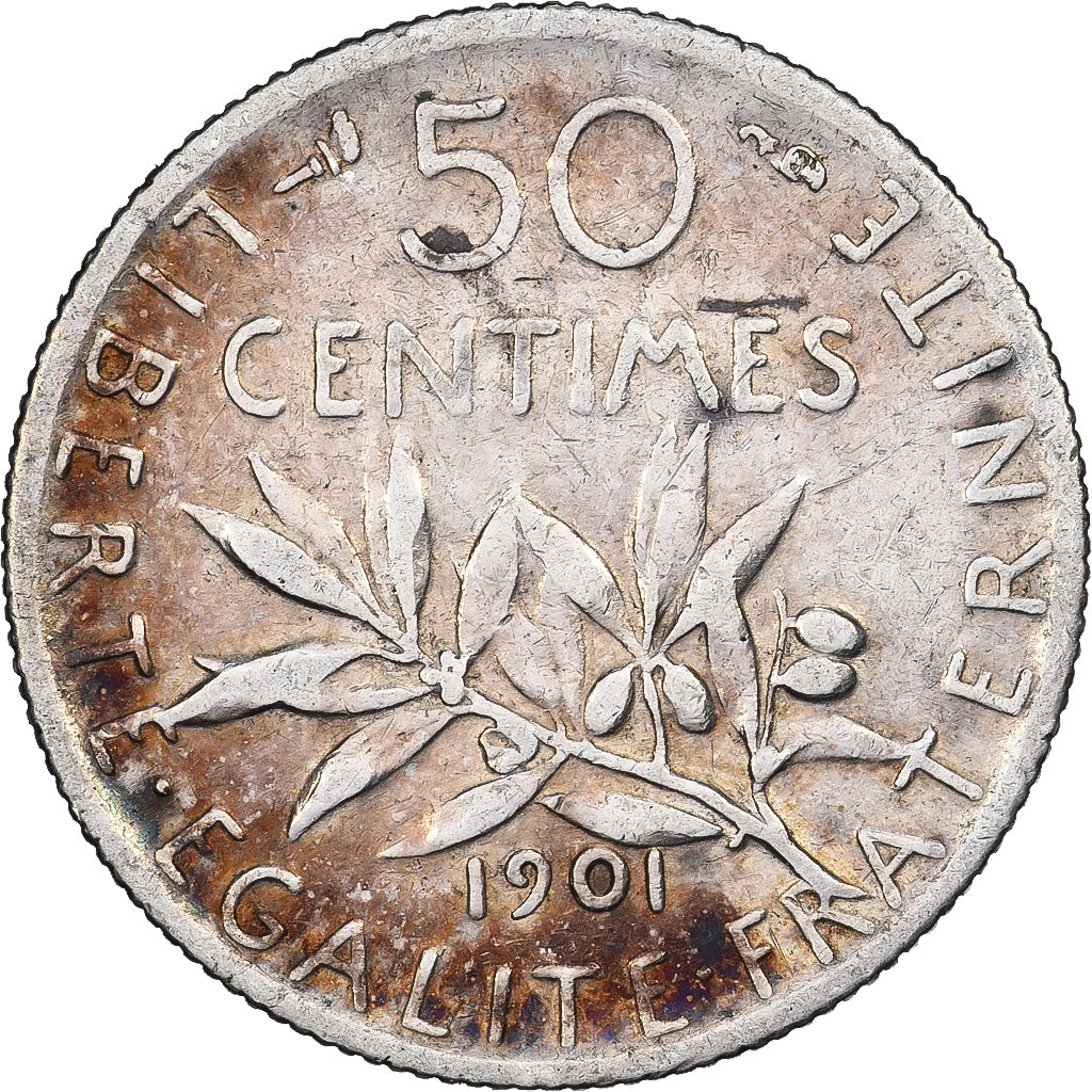 Monnaie, France, Semeuse, 50 Centimes, 1901, Paris, TTB, Argent, Gadoury:420