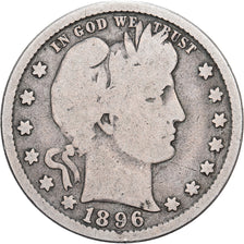 United States, Quarter, Barber Quarter, 1896, San Francisco, Silver, VG(8-10)