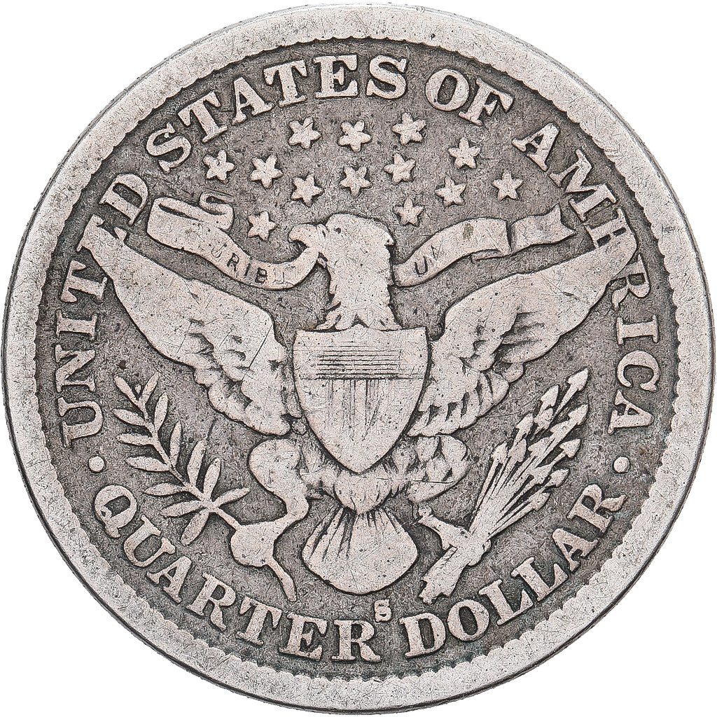 United States, Quarter, Barber Quarter, 1896, San Francisco, Silver, VG(8-10)