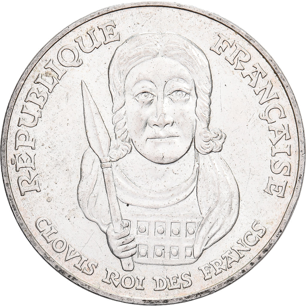France, Clovis, 100 Francs, 1996, AU(50-53), Silver, KM:1180, Gadoury:953