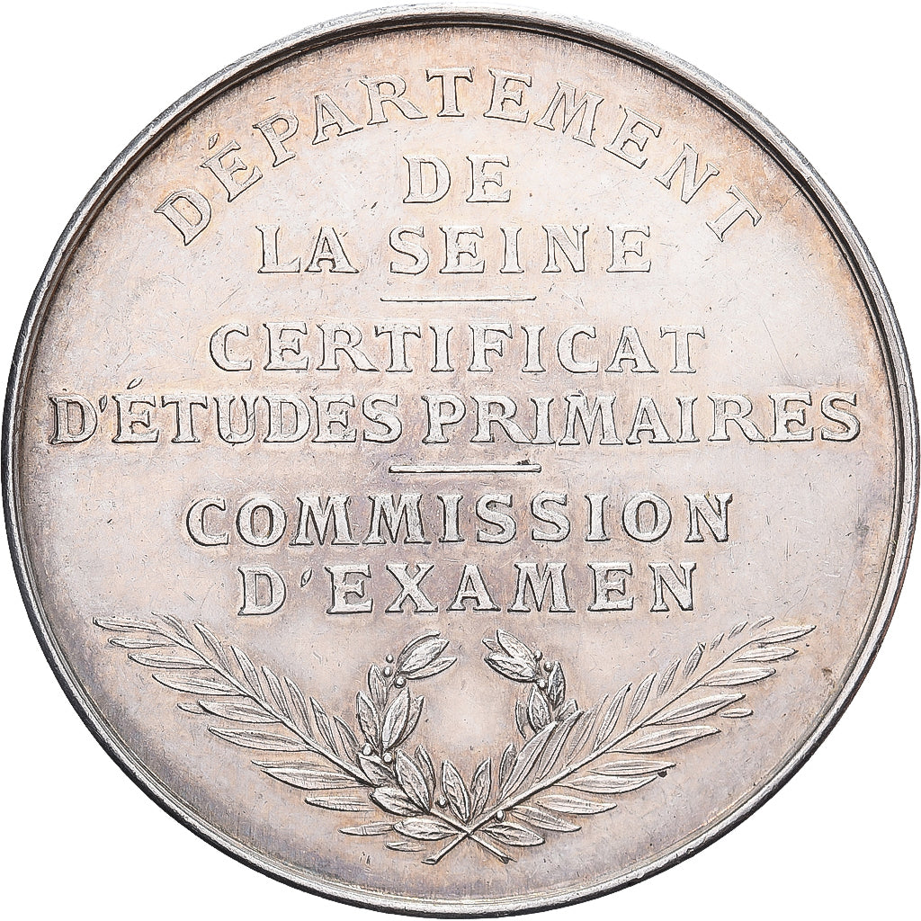 França, Medal, Certificat d'Etudes Primaires de la Seine, Oudiné, AU(55-58)