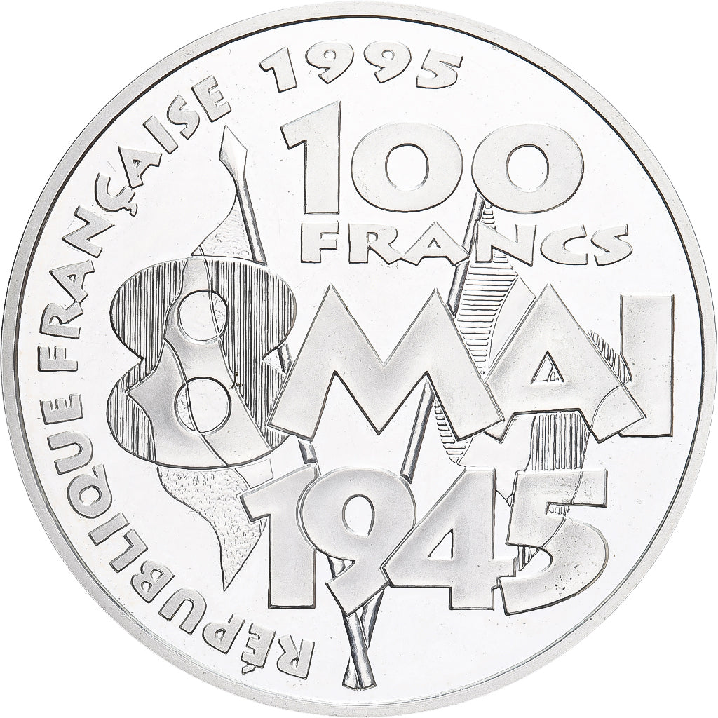 Frankrijk, 100 Francs, 8 Mai 1945, 1995, MDP, Proof, Zilver, FDC, KM:1116.2