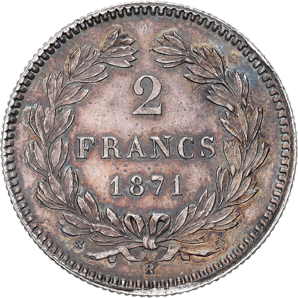 France, 2 Francs, Cérès, 1871, Bordeaux, Argent, SUP, Gadoury:529, KM:816.2