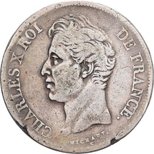 Coin, France, Charles X, 5 Francs, 1827, Bayonne, VF(20-25), Silver, KM:728.8