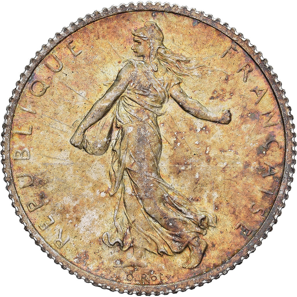 FRANCE, Semeuse, Franc, 1918, Paris, KM #844.1, MS(60-62), Silver, 23, Gadoury..