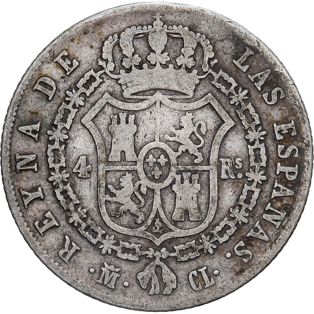 Moneta, Spagna, Isabel II, 4 Réales, 1849, Madrid, MB, Argento, KM:519.2