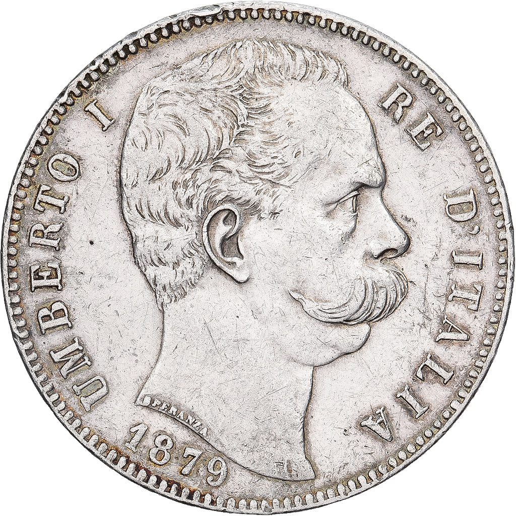 Italia, Umberto I, 5 Lire, 1879, Rome, Argento, BB, KM:20