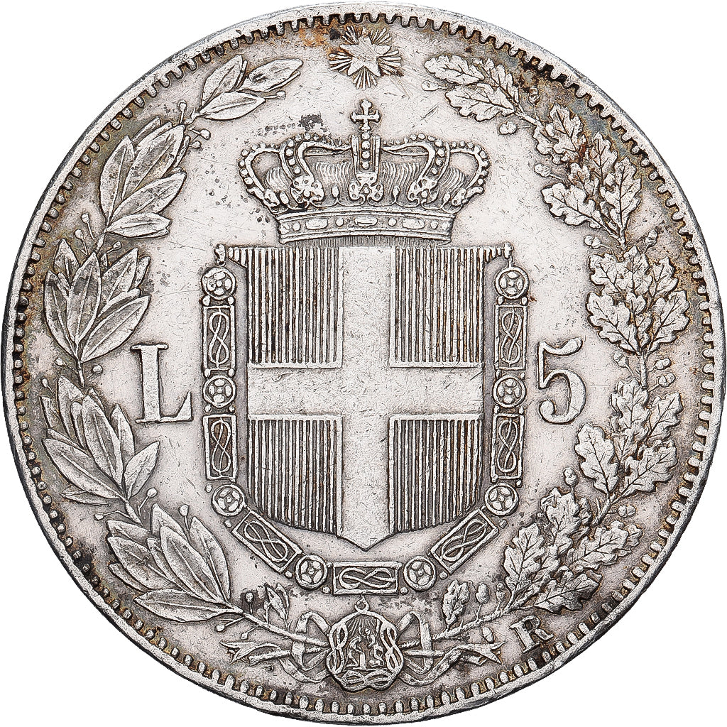 Italia, Umberto I, 5 Lire, 1879, Rome, Argento, BB, KM:20