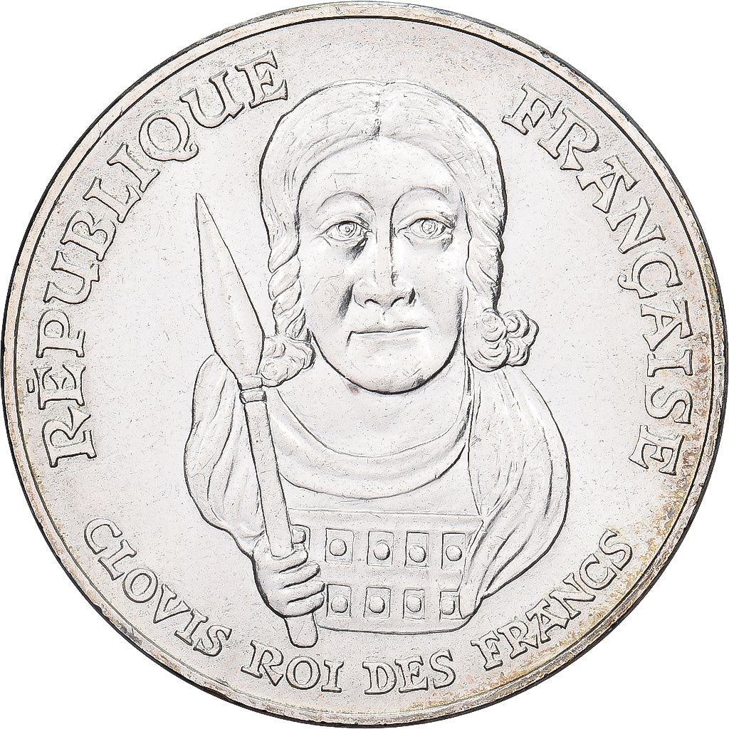 France, Clovis, 100 Francs, 1996, AU(55-58), Silver, KM:1180, Gadoury:953