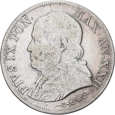 STATI ITALIANI, PAPAL STATES, Pius IX, Lira, 1867, Roma, MB+, Argento, KM:1378