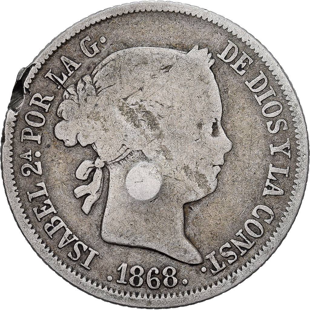 Spain, 40 Centimos De Escudo, 1868, Madrid, Silver, VF(30-35), KM:6282
