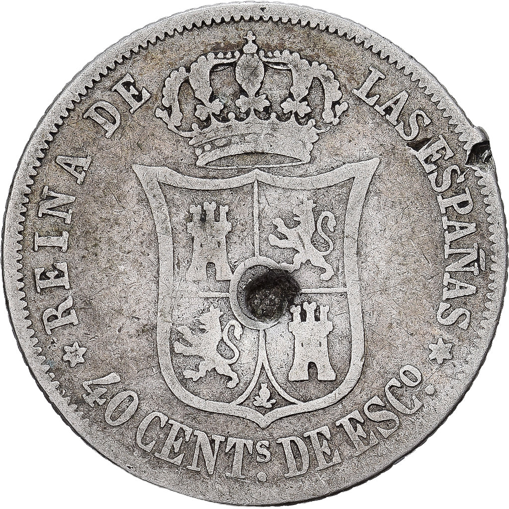Spain, 40 Centimos De Escudo, 1868, Madrid, Silver, VF(30-35), KM:6282