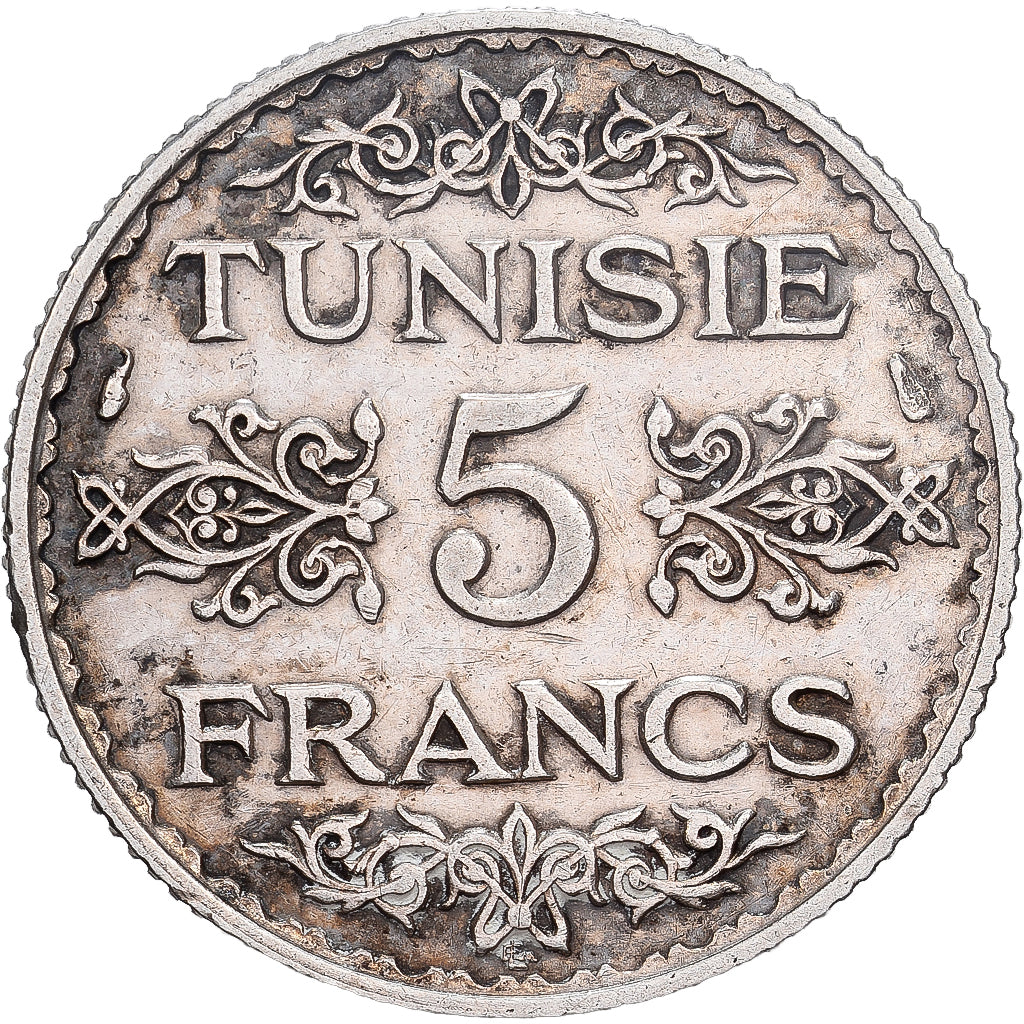 Tunisie, Ahmad Pasha Bey, 5 Francs, 1935/AH1353, Paris, Argent, SUP, KM:261