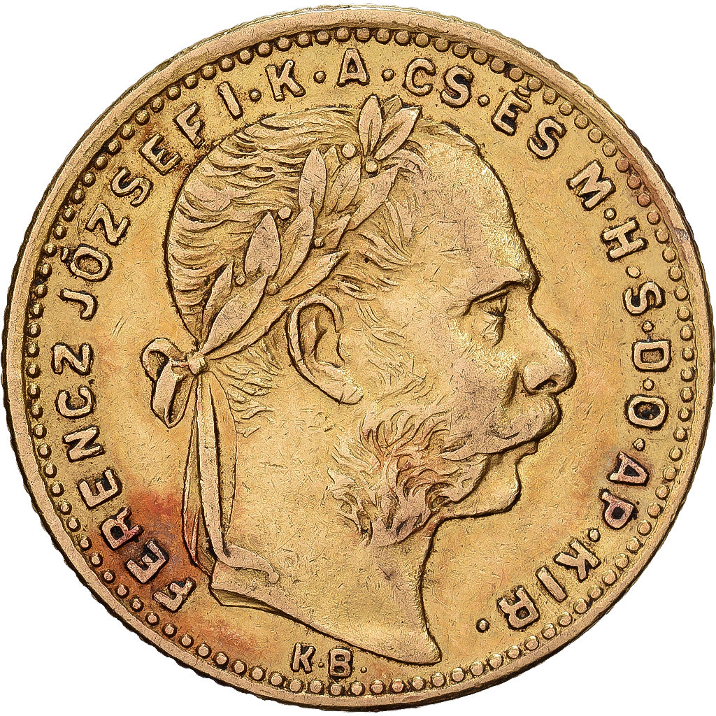 Ungheria, Franz Joseph I, 8 Forint 20 Francs, 1883, Kormoczbanya, Oro, BB+