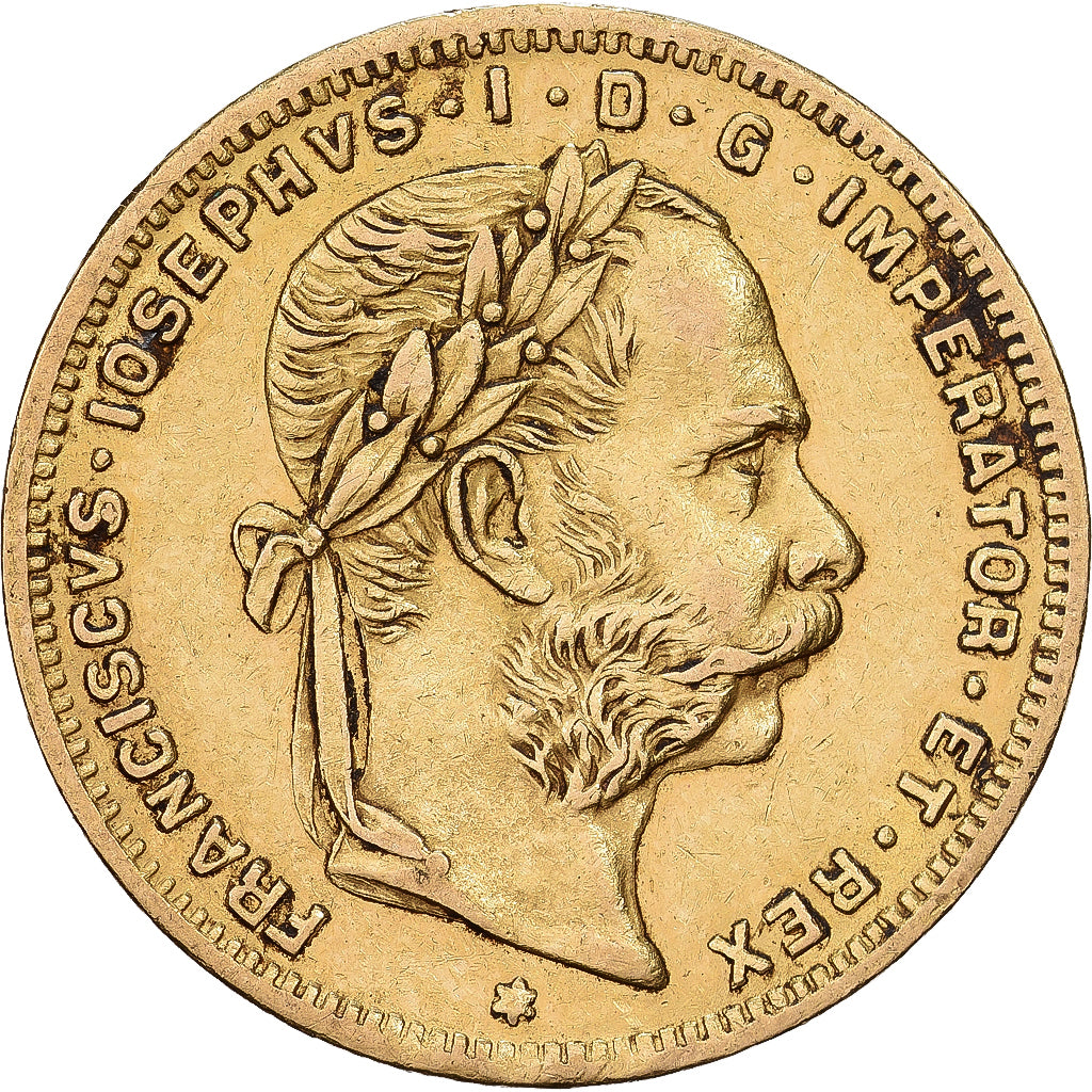 Austria, Franz Joseph I, 8 Florins-20 Francs, 1887, Złoto, AU(55-58), KM:2269