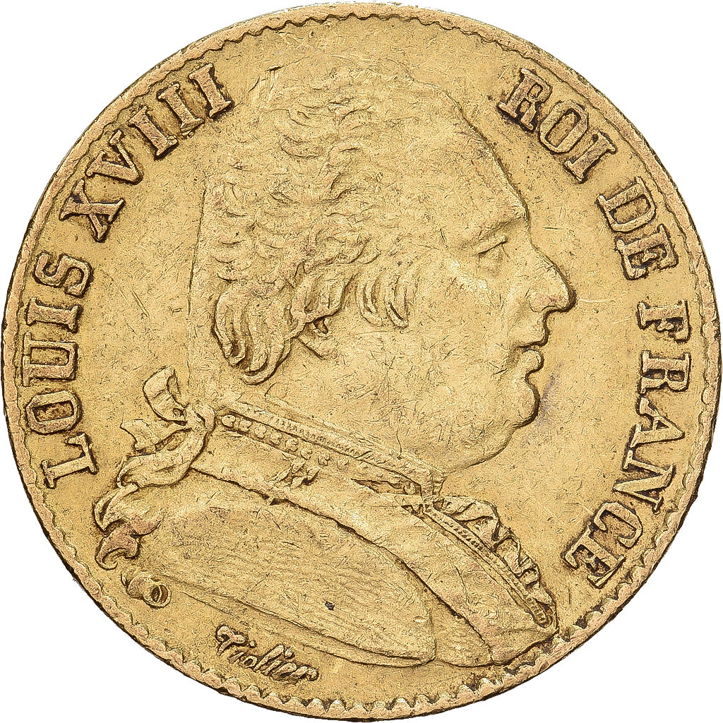 Francia, Louis XVIII, 20 Francs, 1815, Paris, Oro, MBC, Gadoury:1026, Le