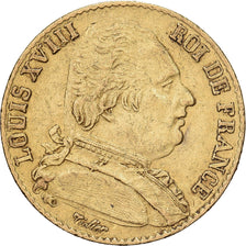 Frankrijk, Louis XVIII, 20 Francs, 1815, Paris, Goud, ZF, Gadoury:1026, Le
