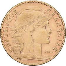 França, 10 Francs, Marianne Coq, 1906, Paris, Dourado, AU(55-58), KM:846