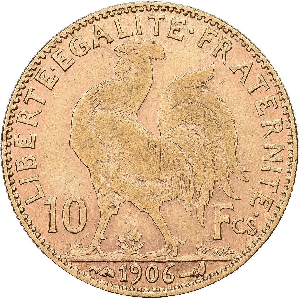 Francia, 10 Francs, Marianne Coq, 1906, Paris, Oro, SPL-, KM:846