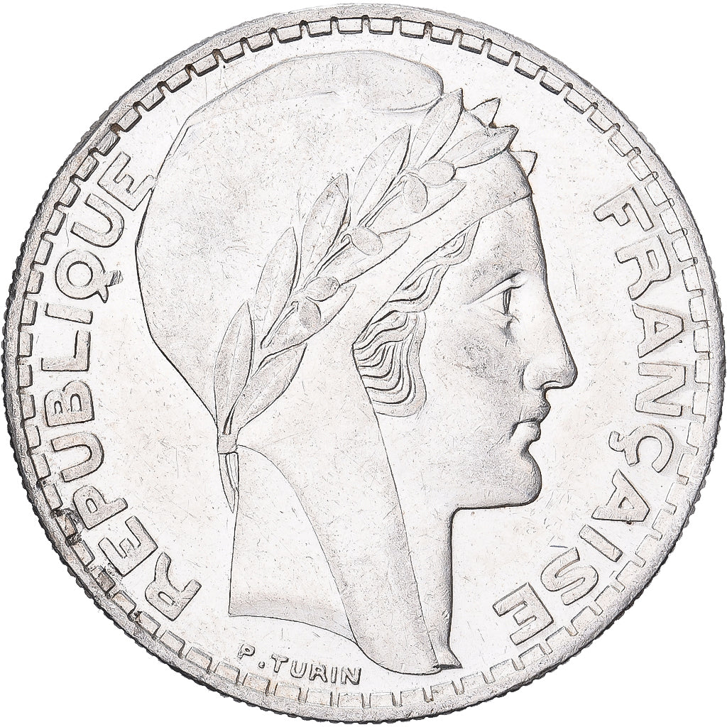France, Turin, 20 Francs, 1937, Paris, AU(55-58), Silver, KM:879, Gadoury:852