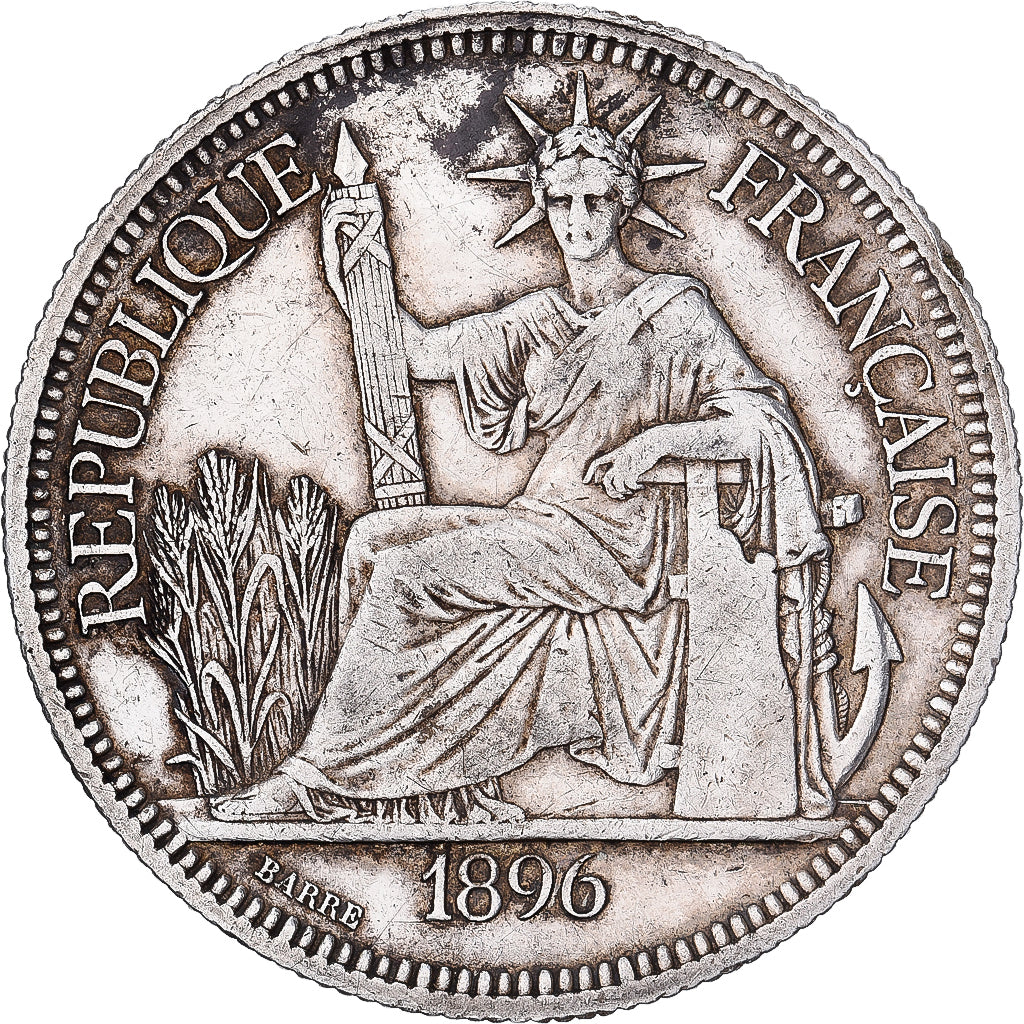FRENCH INDO-CHINA, Piastre, 1896, Paris, TTB, Argent, KM:5a.1
