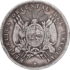Urugwaj, Peso, 1877, Paris, Srebro, VF(30-35), KM:17
