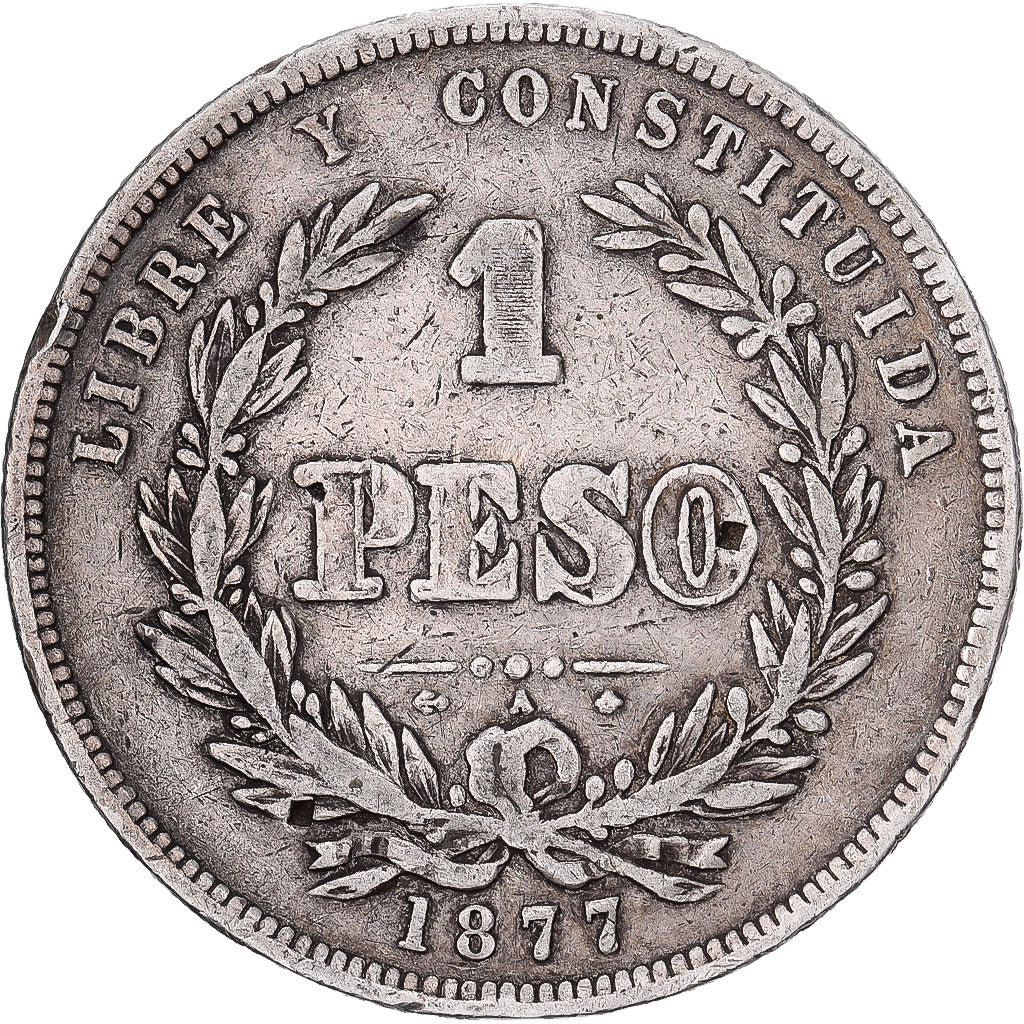 Uruguay, Peso, 1877, Paris, Zilver, FR+, KM:17