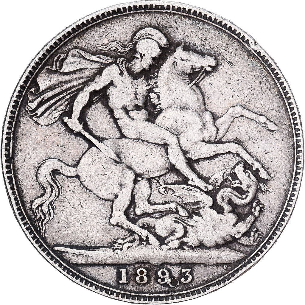 Great Britain, Victoria, Crown, 1893, EF(40-45), Silver, KM:783
