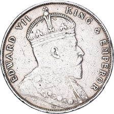 Colonias del Estrecho, Edward VII, Dollar, 1908, Bombay, Plata, BC+, KM:26