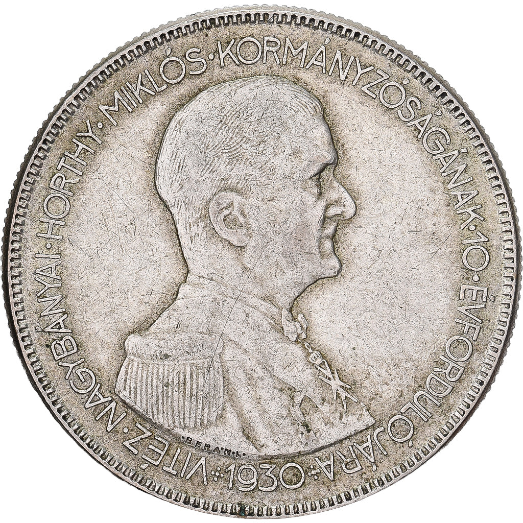 Węgry, 5 Pengö, 1930, Budapest, Srebro, VF(30-35), KM:512.1