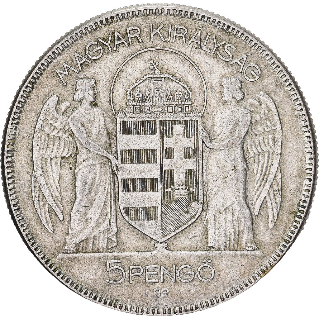 Węgry, 5 Pengö, 1930, Budapest, Srebro, VF(30-35), KM:512.1