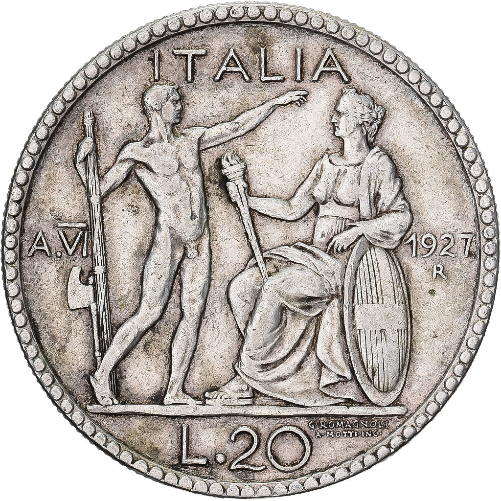 Italie, Vittorio Emanuele III, 20 Lire, 1927, Rome, Argent, TTB, KM:69