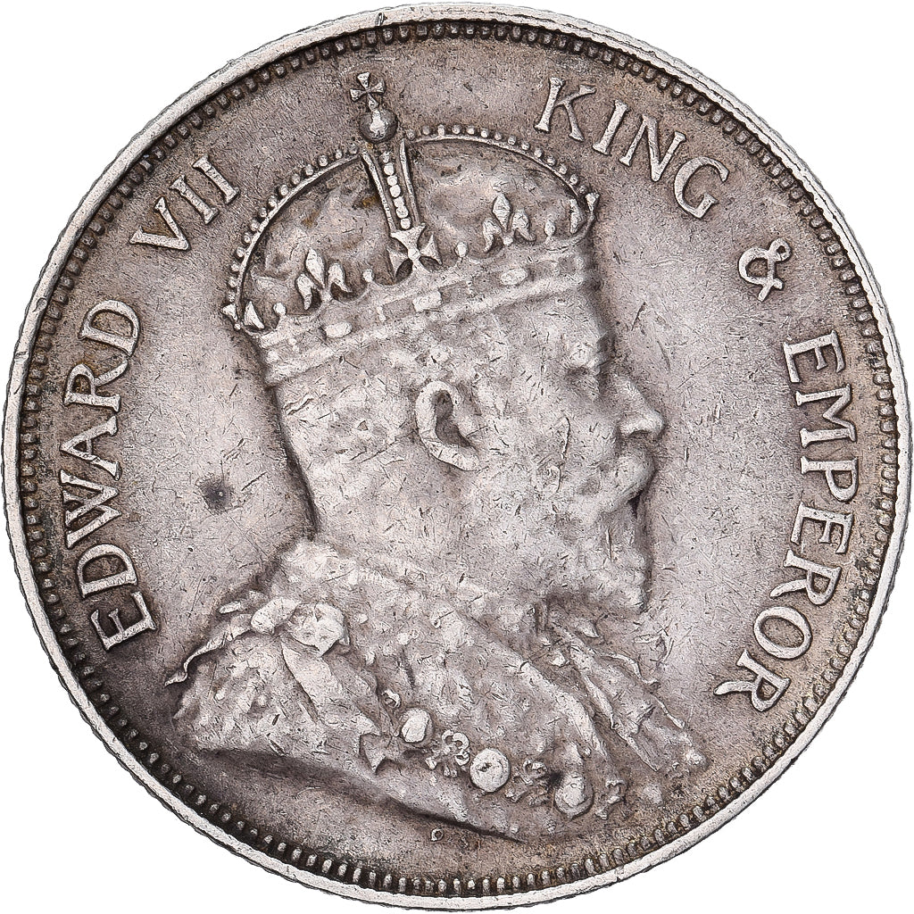 Straits Settlements, Edward VII, 50 Cents, 1907, VF(20-25), Silver, KM:24