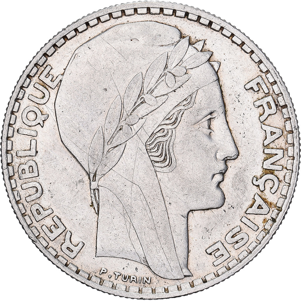 France, Turin, 20 Francs, 1937, Paris, AU(55-58), Silver, KM:879, Gadoury:852