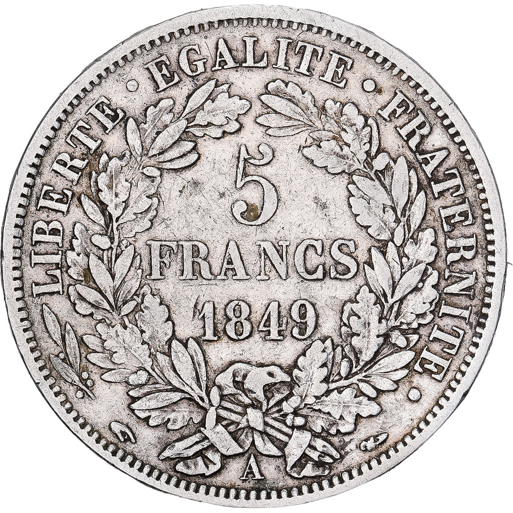 France, Cérès, 5 Francs, 1849, Paris, VF(30-35), Silver, KM:761.1, Gadoury:719
