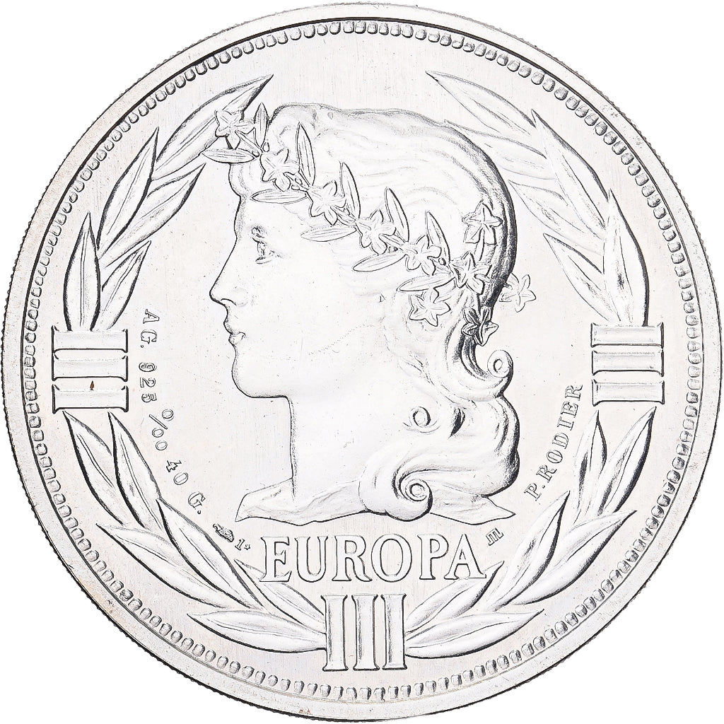 França, medalha, Ecu Europa, Marianne, 1985, Rodier, MS(65-70), Prata