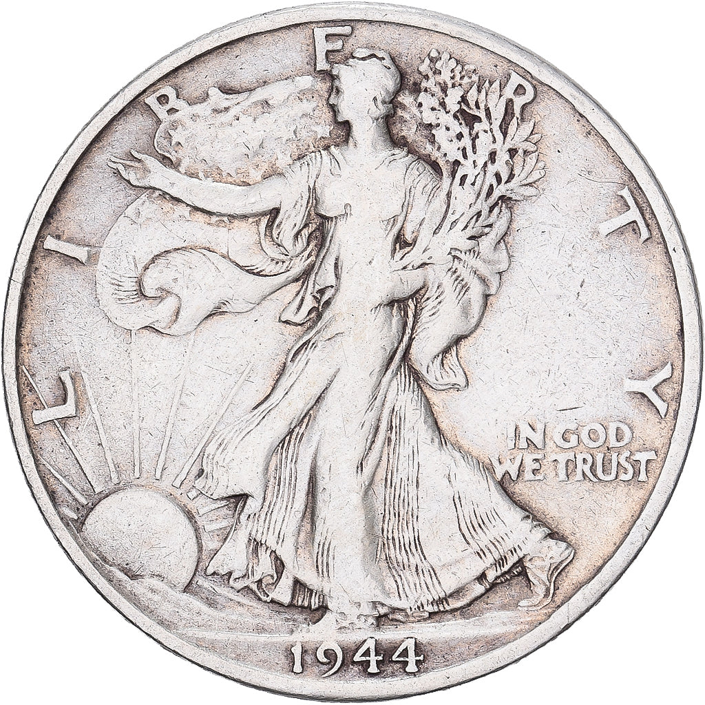 USA, Half Dollar, Walking Liberty, 1944, Denver, Srebro, VF(30-35), KM:142