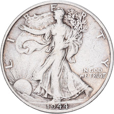 Estados Unidos, Half Dollar, Walking Liberty, 1944, Denver, Plata, BC+, KM:142