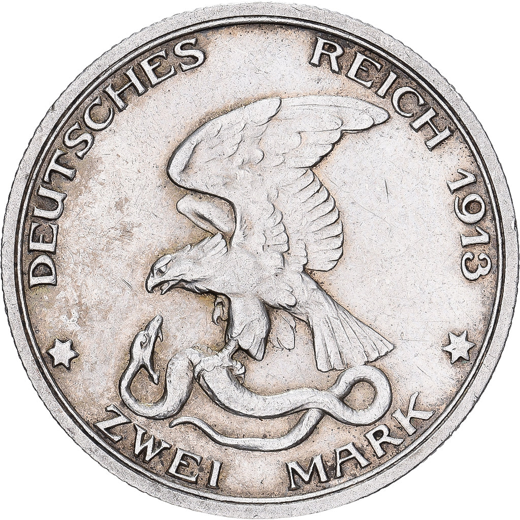 Alemanha, PRUSSIA, Wilhelm II, 2 Mark, 1913, Berlin, Prata, EF(40-45), KM:532