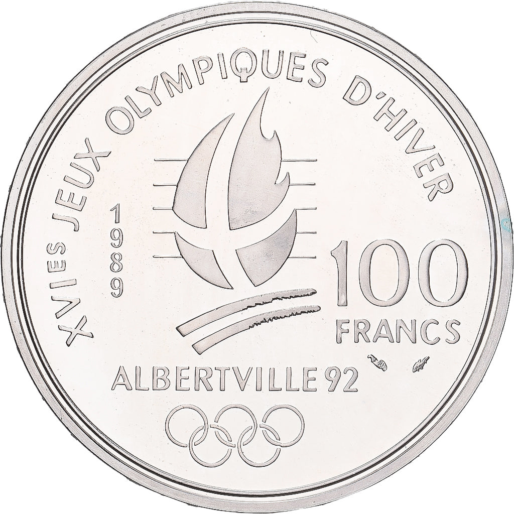 France, 100 Francs, 1992 Olympics, Albertville, Figure skating, 1989, MDP