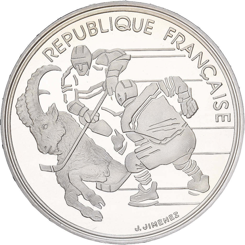 Moneta, Francia, Albertville 1992, 100 Francs, 1991, Paris, FDC, Argento