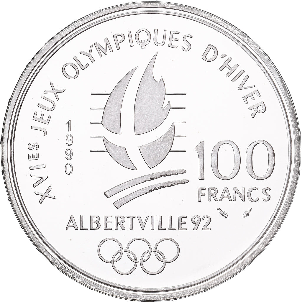 Francia, 100 Francs, 1992 Olympics, Albertville, Free-style Skiing, 1990, Paris