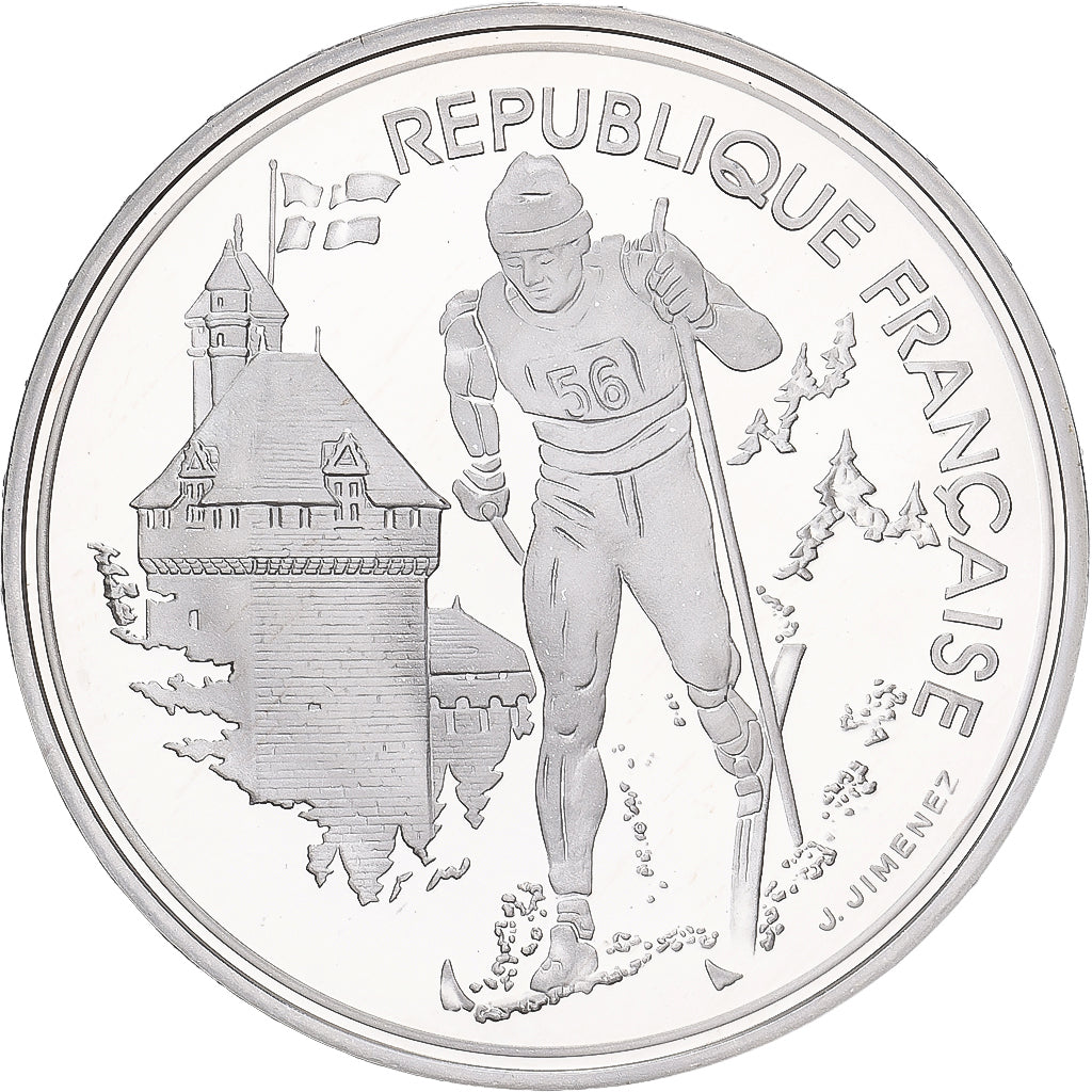 Moneda, Francia, Albertville 1992, 100 Francs, 1991, Paris, FDC, Plata